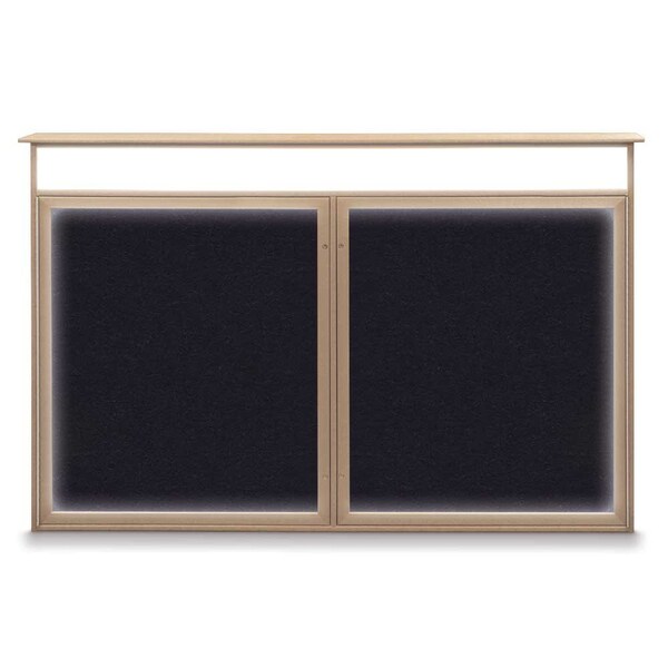 96"x48" 2-Door Enclosed Outdoor Letterboard, Grey Felt/Bronze
